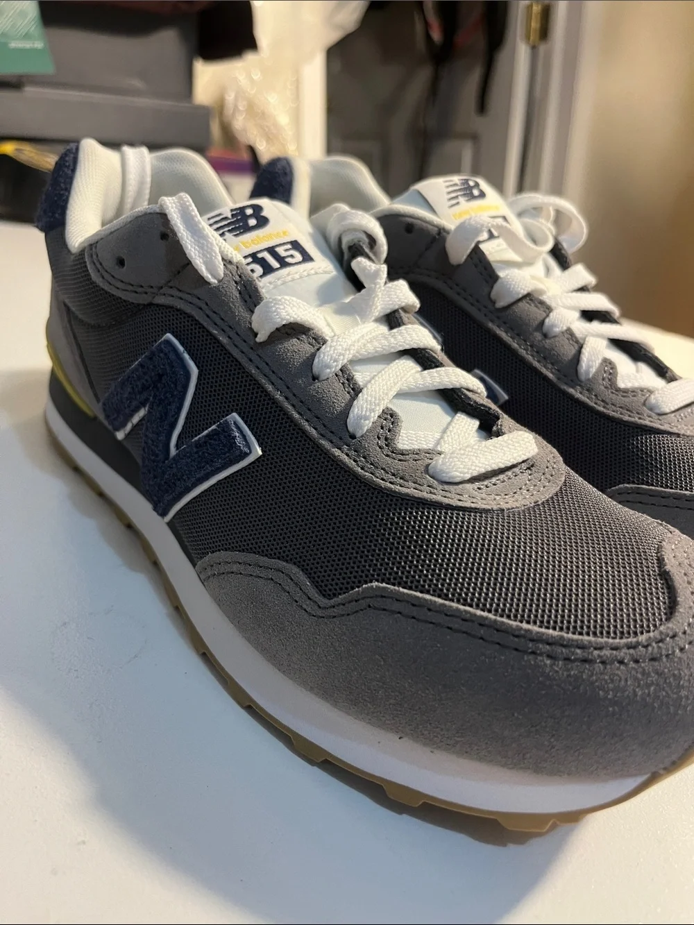New Balance Gray and White 515 Running Sneakers